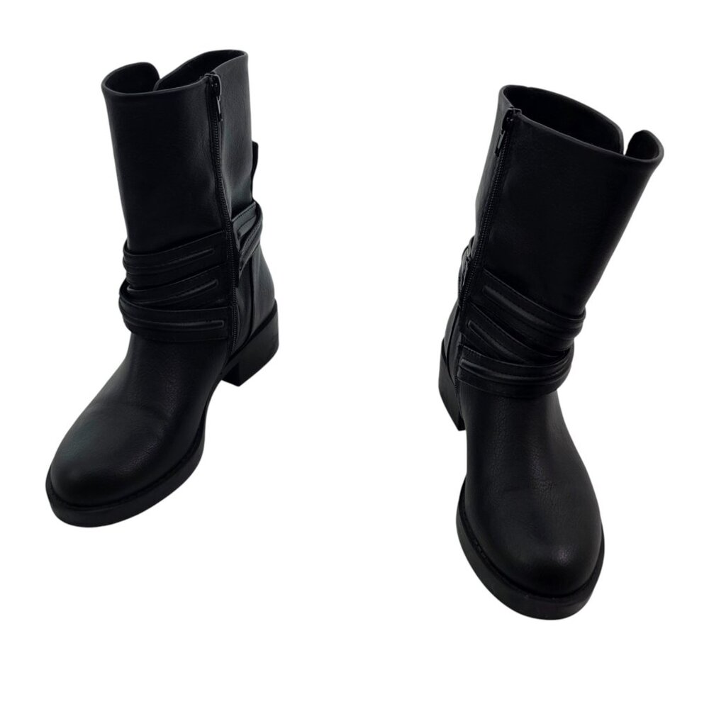 Rocket Dog Women’s Prema Santee Mid Calf Black Faux Leather Boots - Size 7
